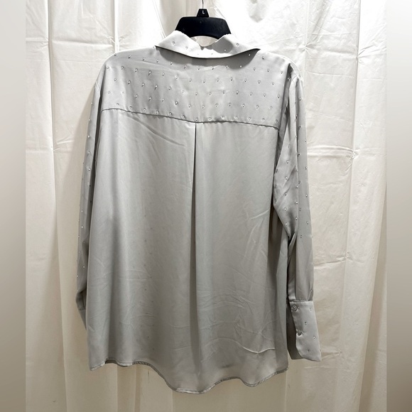 Worthington Womens Long Sleeve Rhinestones Button-Down Shirt - Picture 5 of 5